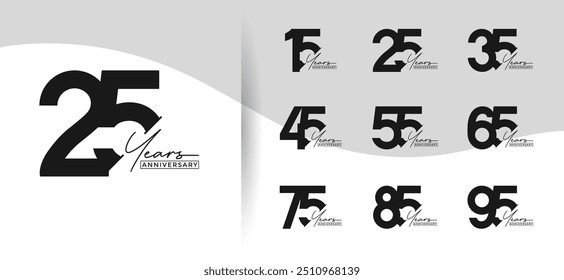 anniversary logo style set with black color can be use for celebration moment