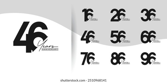 anniversary logo style set with black color can be use for celebration moment