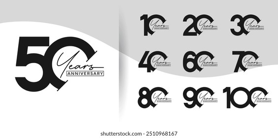 estilo logotipo de aniversário definido com cor preta pode ser usado para momento de celebração