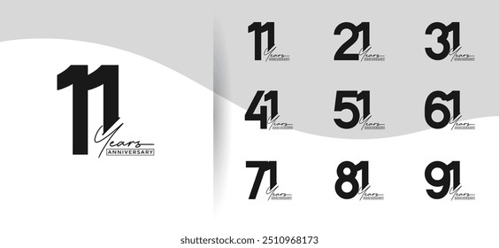 anniversary logo style set with black color can be use for celebration moment