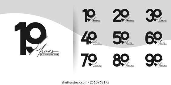 anniversary logo style set with black color can be use for celebration moment