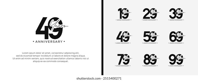 anniversary logo style set with black color can be use for celebration moment