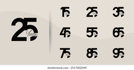 anniversary logo style set with black color can be use for celebration moment