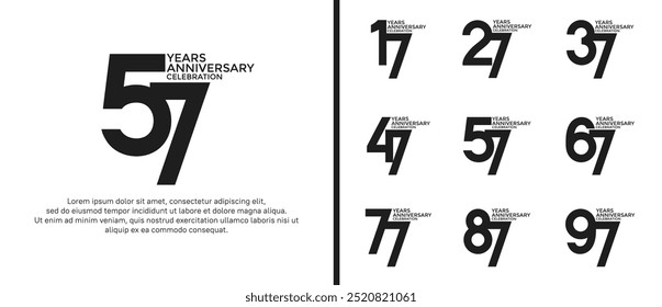 anniversary logo style set with black color can be use for celebration moment