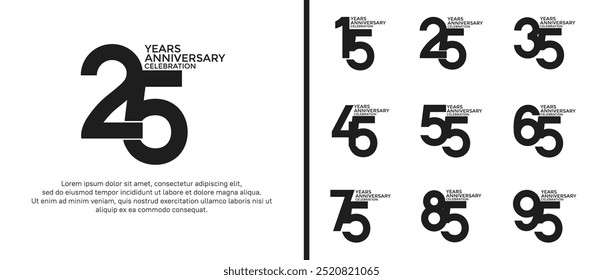 anniversary logo style set with black color can be use for celebration moment