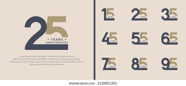 anniversary logo style set with black and brown color can be use for celebration moment