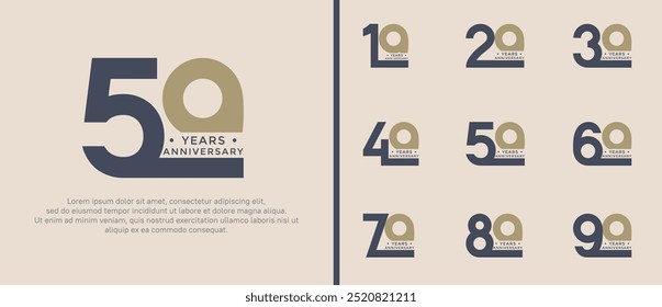 anniversary logo style set with black and brown color can be use for celebration moment