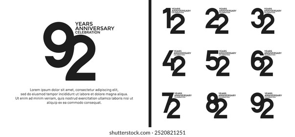anniversary logo style set with black color can be use for celebration moment