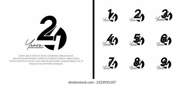 anniversary logo style set with black color can be use for celebration moment