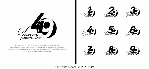 anniversary logo style set with black color can be use for celebration moment