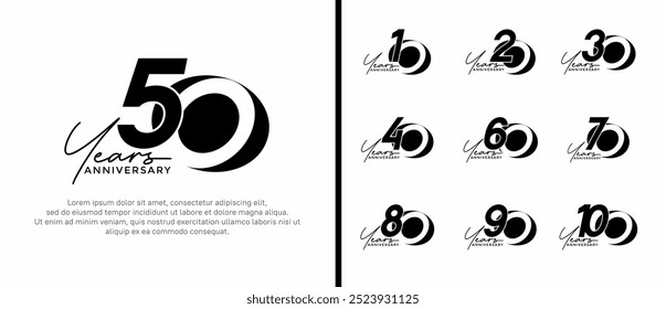 anniversary logo style set with black color can be use for celebration moment