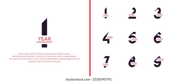 anniversary logo style set, black color with slash can be use for celebration moment