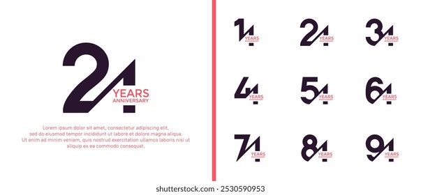anniversary logo style set, black color with slash can be use for celebration moment