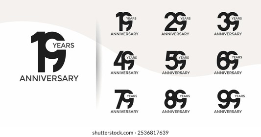 anniversary logo style set with black color can be use for celebration moment