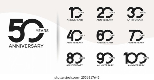 estilo logotipo de aniversário definido com cor preta pode ser usado para momento de celebração