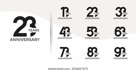 El estilo del logotipo del aniversario fijado con el color negro se puede utilizar para el momento de la celebración