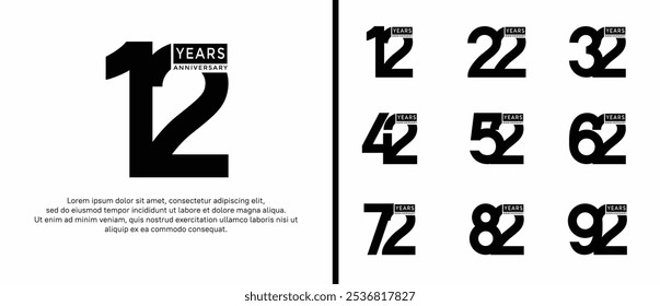 El estilo del logotipo del aniversario fijado con el color negro se puede utilizar para el momento de la celebración