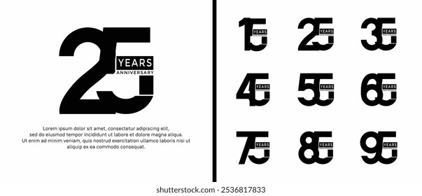 anniversary logo style set with black color can be use for celebration moment