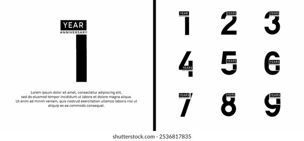 anniversary logo style set with black color can be use for celebration moment