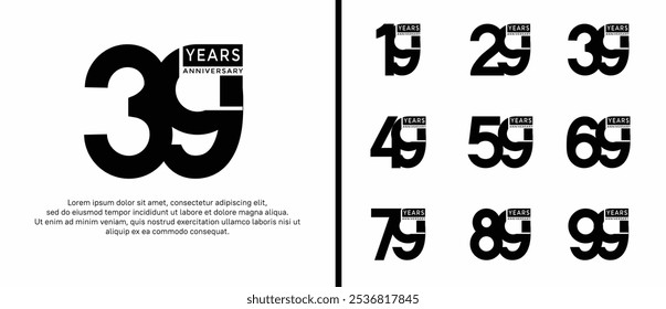 anniversary logo style set with black color can be use for celebration moment