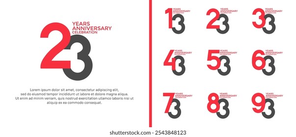 anniversary logo style set with black and red color can be use for celebration moment