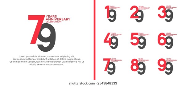 anniversary logo style set with black and red color can be use for celebration moment