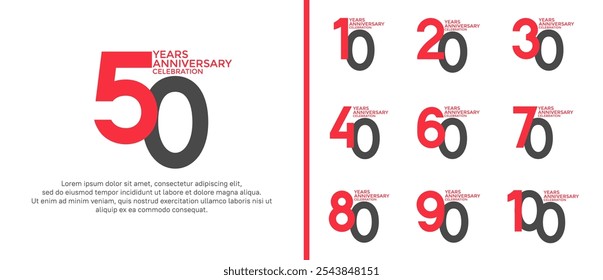 El estilo del logotipo del aniversario fijado con el color negro y rojo se puede utilizar para el momento de la celebración