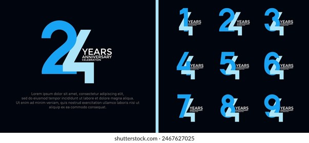 anniversary logo style set with blue color can be use for celebration moment