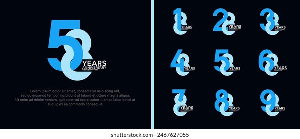 anniversary logo style set with blue color can be use for celebration moment