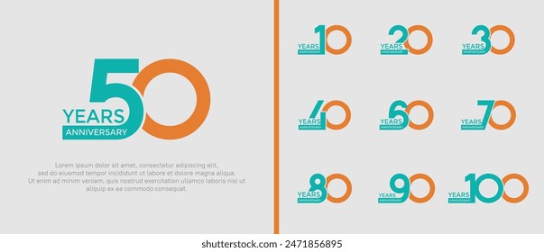 Jubiläums-Logo-Stil-Set mit blau und orange Farbe kann für Feier-Moment verwendet werden