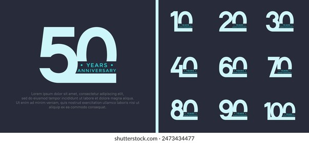 anniversary logo style set with blue color can be use for celebration moment