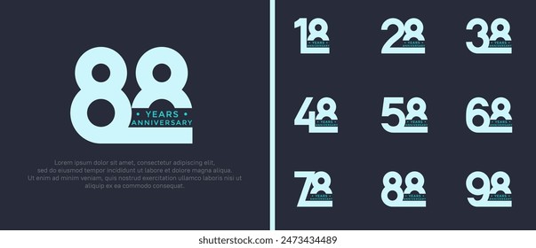 el estilo del logotipo del aniversario establecido con el color azul se puede utilizar para el momento de la celebración