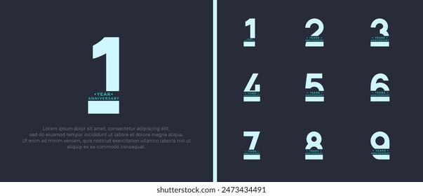 anniversary logo style set with blue color can be use for celebration moment