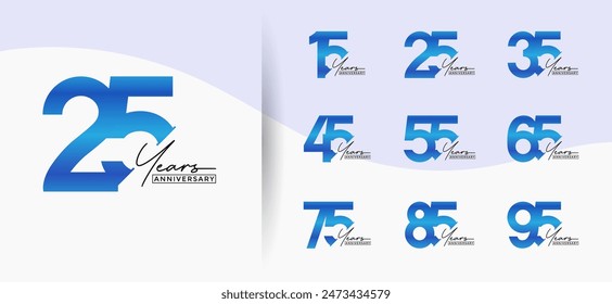 anniversary logo style set with blue color can be use for celebration moment
