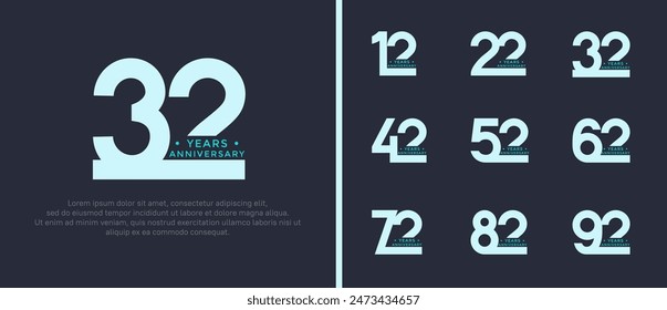 anniversary logo style set with blue color can be use for celebration moment