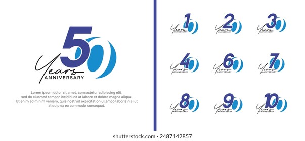 anniversary logo style set with blue color can be use for celebration moment