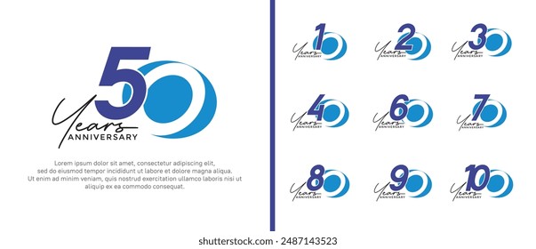 anniversary logo style set with blue color can be use for celebration moment