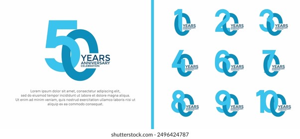 anniversary logo style set with blue color can be use for celebration moment