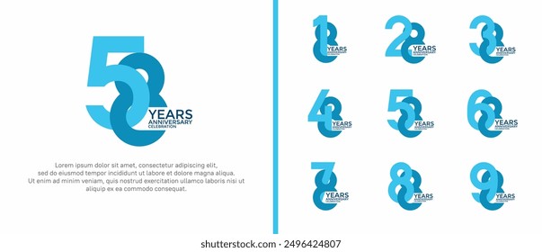 anniversary logo style set with blue color can be use for celebration moment