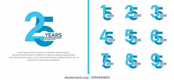 anniversary logo style set with blue color can be use for celebration moment