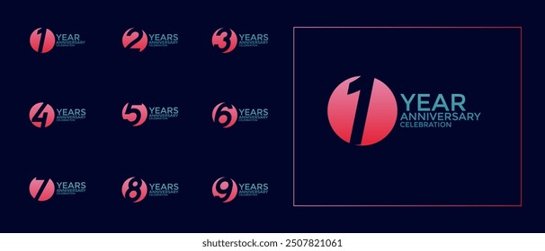 anniversary logo style set with blue and red color can be use for celebration moment