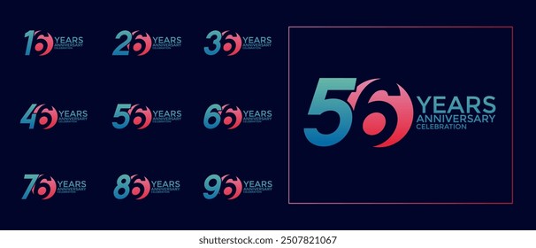 anniversary logo style set with blue and red color can be use for celebration moment