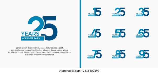 anniversary logo style set with blue color can be use for celebration moment