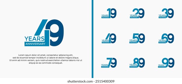 anniversary logo style set with blue color can be use for celebration moment