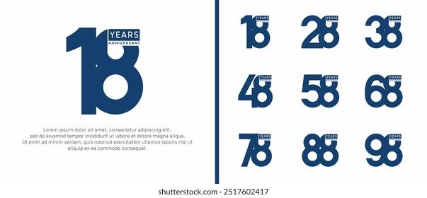 anniversary logo style set with blue color can be use for celebration moment