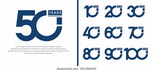 anniversary logo style set with blue color can be use for celebration moment