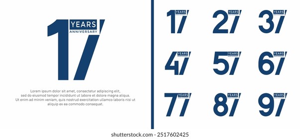 anniversary logo style set with blue color can be use for celebration moment