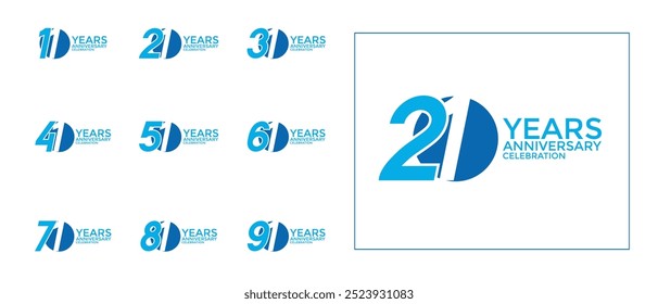 anniversary logo style set with blue color can be use for celebration moment