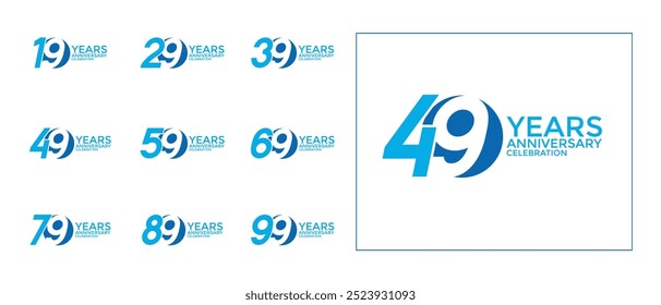 anniversary logo style set with blue color can be use for celebration moment