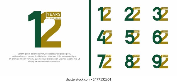 el estilo del logotipo del aniversario establecido con el color marrón y verde se puede utilizar para el momento de la celebración